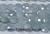 CCB1368 15 inches 4mm faceted coin aquamarine beads