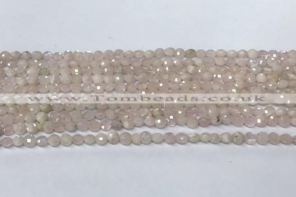 CCB1369 15 inches 4mm faceted coin morganite beads