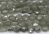 CCB1373 15 inches 4mm faceted coin grey moonstone beads