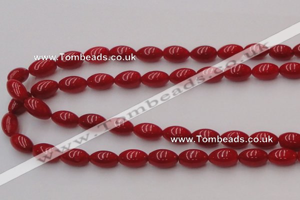 CCB138 15.5 inches 7*11mm rice red coral beads strand wholesale