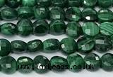 CCB1391 15 inches 4mm faceted coin malachite beads