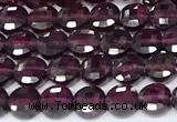 CCB1395 15 inches 4mm faceted coin red garnet beads