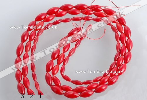 CCB14 5pcs 15.5 inches rice shape red coral beads Wholesale