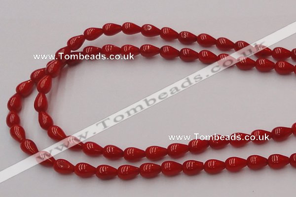 CCB140 15.5 inches 5*8mm teardrop red coral beads wholesale