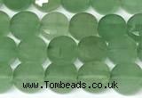 CCB1407 15 inches 6mm faceted coin green aventurine beads