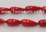 CCB141 15.5 inches 5*11mm teardrop red coral beads wholesale