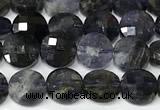 CCB1416 15 inches 6mm faceted coin iolite beads
