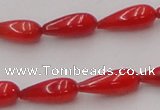 CCB142 15.5 inches 5*12mm teardrop red coral beads wholesale