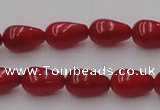 CCB143 15.5 inches 6*11mm teardrop red coral beads wholesale