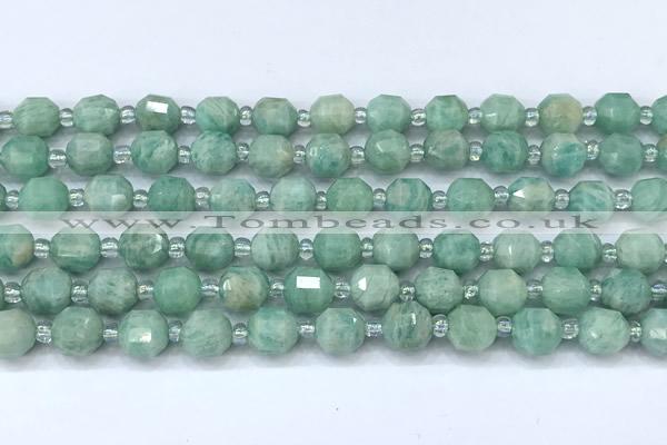 CCB1434 15 inches 7mm - 8mm faceted amazonite beads