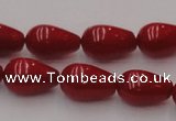 CCB144 15.5 inches 7*11mm teardrop red coral beads wholesale