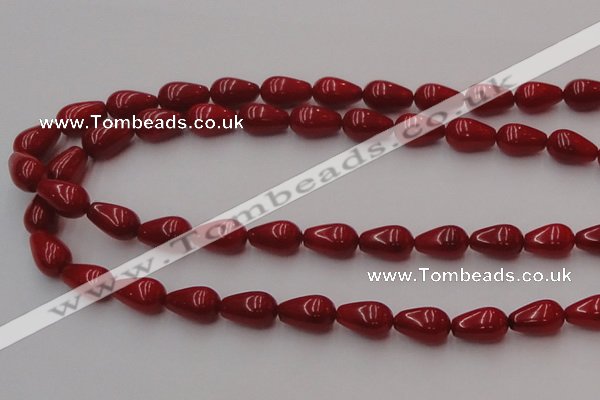 CCB144 15.5 inches 7*11mm teardrop red coral beads wholesale