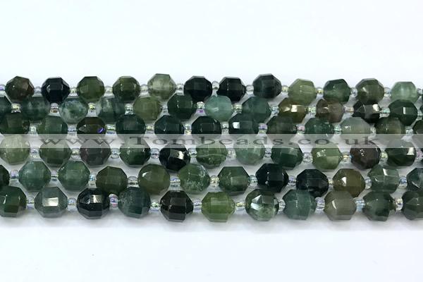 CCB1440 15 inches 7mm - 8mm faceted moss agate beads