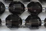 CCB1475 15 inches 9mm - 10mm faceted smoky quartz beads