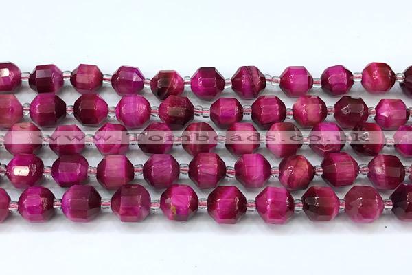 CCB1479 15 inches 9mm - 10mm faceted red tiger eye beads
