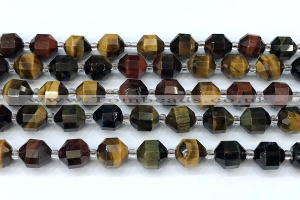 CCB1481 15 inches 9mm - 10mm faceted colorful tiger eye beads