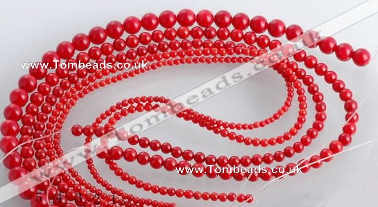 CCB15 5pcs 15.5 inches round shape red coral beads Wholesale