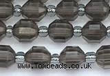 CCB1594 15 inches 5mm - 6mm faceted smoky quartz beads