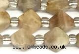 CCB1609 15 inches 10mm faceted sunstone gemstone beads
