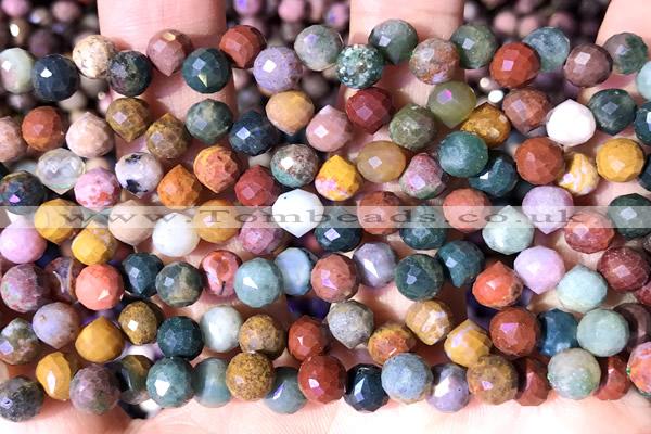 CCB1653 15 inches 6mm faceted teardrop ocean agate beads