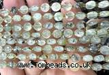 CCB1708 15 inches 6mm faceted coin green rutilated quartz beads