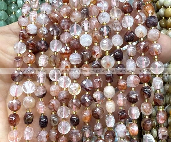 CCB1711 15 inches 6mm faceted coin red quartz beads wholesale