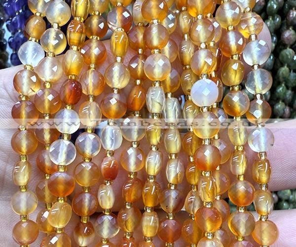 CCB1730 15 inches 6mm faceted coin red agate beads wholesale