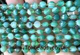 CCB1735 15 inches 6mm faceted coin green banded agate beads