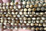 CCB1795 15 inches 6mm faceted coin picture jasper beads