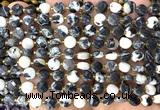 CCB1800 15 inches 6mm faceted coin black & white jasper beads