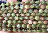 CCB1814 15 inches 6mm faceted coin unakite gemstone beads