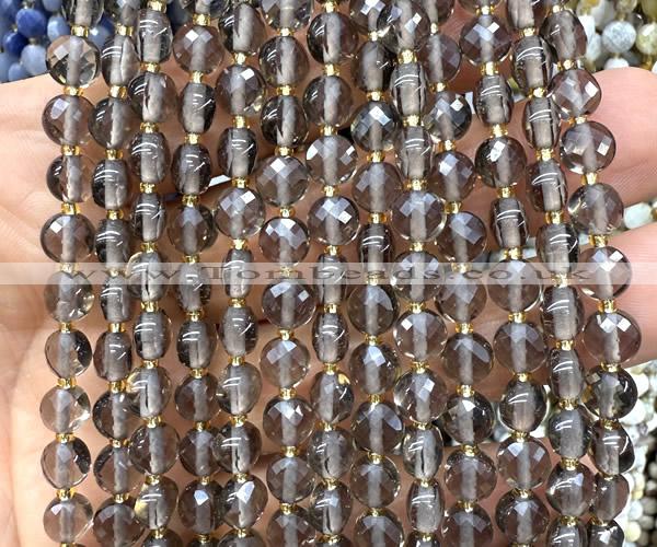 CCB1824 15 inches 6mm faceted coin ice obsidian beads