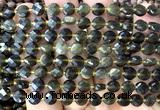 CCB1827 15 inches 6mm faceted coin golden obsidian beads