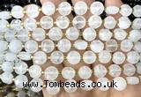 CCB1900 15 inches 8mm faceted coin Angolan white quartz beads