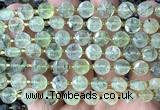 CCB1907 15 inches 8mm faceted coin green rutilated quartz beads