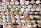 CCB1912 15 inches 8mm faceted coin red rutilated quartz beads