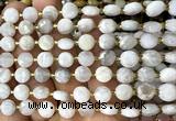 CCB1930 15 inches 8mm faceted coin white crazy lace agate beads