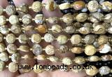 CCB1989 15 inches 8mm faceted coin picture jasper beads