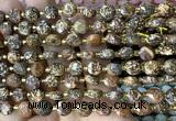 CCB1993 15 inches 8mm faceted coin elephant skin jasper beads