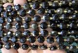 CCB2025 15 inches 8mm faceted coin golden obsidian beads