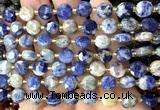 CCB2039 15 inches 8mm faceted coin orange sodalite beads