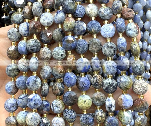 CCB2042 15 inches 8mm faceted coin sunset dumortierite beads