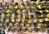CCB2048 15 inches 8mm faceted coin yellow tiger eye beads