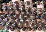 CCB2049 15 inches 8mm faceted coin red tiger eye beads