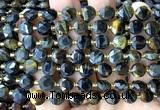 CCB2051 15 inches 8mm faceted coin yellow & blue tiger eye beads