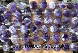 CCB2084 15 inches 10mm faceted coin dogtooth amethyst beads