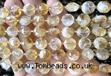 CCB2085 15 inches 10mm faceted coin citrine gemstone beads