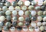 CCB2096 15 inches 10mm faceted coin seaweed quartz beads