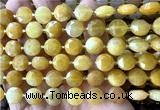 CCB2110 15 inches 10mm faceted coin yellow jade beads