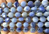 CCB2111 15 inches 10mm faceted coin blue aventurine jade beads